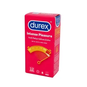 Durex Intense Pleasure Condoms With Dots & Ribs 12 Pc
