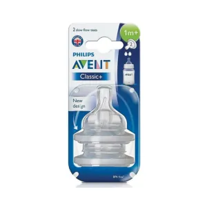 Avent Classic+ Slow Flow Teats Feeding Nipple 1m+ 2 Pcs