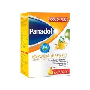Panadol Cold & Flu Vapor Release Lemon & Honey Sachets 10 Pcs