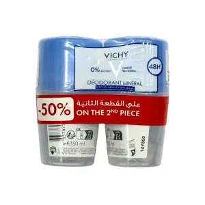 Vichy Mineral 48H Deodorant Roll-On 2x50ml Offer Pack