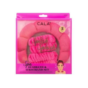 Cala Spa Headband & Wristband Set Hot Pink 3 Pcs