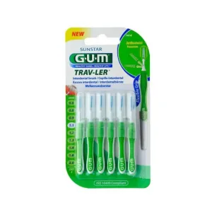 Gum Trav-Ler Interdental Brush 1.1mm Green 6 Pcs (1414)