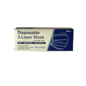Muxlang Disposable 3-Ply Face Masks White 50 Pcs