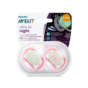 Avent Ultra Air Night Soother Girl 6-18m 2 Pcs