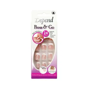 Depend Short Square Silver Line Self Adhesive Artificial Nail 24's