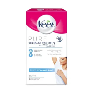 Veet Pure Underarm Wax Strips Sensitive Skin 16 Pcs