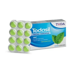 Toda Todasil Menthol + Eucalyptus Mint Lozenges 24 Pcs