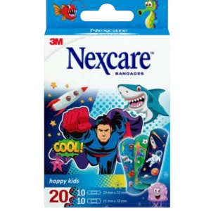 Nexcare Happy Kids Cool Waterproof Bandages Assorted 20 Pcs