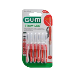 Gum Trav-Ler Interdental Brush 0.8mm Red 6 Pcs (1314)