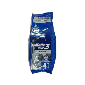 Gillette Blue 3 Blades Disposable Shaving Razor 4 Pc