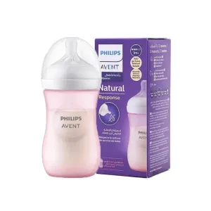 Avent Natural Response Baby Feeding Bottle Pastel Pink 260ml