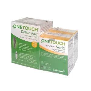 OneTouch Verio Test Strips 2x50 Pcs + Delica Plus Lancets 100 Pcs Offer Pack