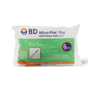BD Micro-Fine Plus Insulin Syringes 6mm 1ml 100 Pcs