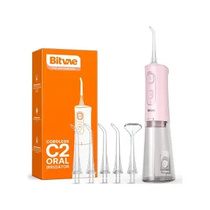 Bitvae Cordless C2 Oral Irrigator Water Flosser Pink With 3 Modes