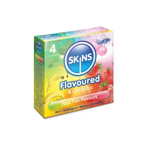 Skins Four Fun Flavoured Lubricated Condoms 4 Pcs