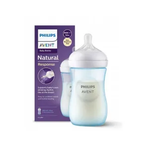Avent Natural Response Baby Feeding Bottle Pastel Blue 260ml