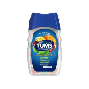 Tums Antacid Assorted Fruit Chewable Tablets 48 Pcs