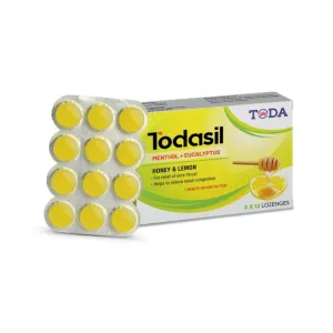 Toda Todasil Menthol + Eucalyptus Honey & Lemon Lozenges 24 Pcs