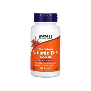 Now High potency Vitamin D-3 1,000 IU Softgels 180 Pcs