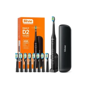 Bitvae Daily D2 Electric Toothbrush Black 5 Modes With 8 Heads