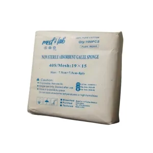 Med Lab Non-Sterile Absorbent Gauze Sponge 7.5x7.5cm 8-ply 100 Pcs