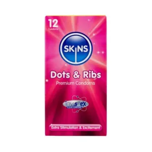 Skins Dots & Ribs Lucricated Premium Condoms 12 Pcs