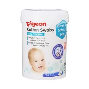 Pigeon Cotton Swabs Extra Thin Stem 0m+ 200 Pcs