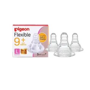 Pigeon Peristaltic Silicone Nipple 7m+ Large 3 Pcs B17354