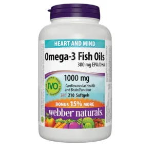Webber Naturals Omega-3 Fish Oils 1000mg Softgels 210 Pcs